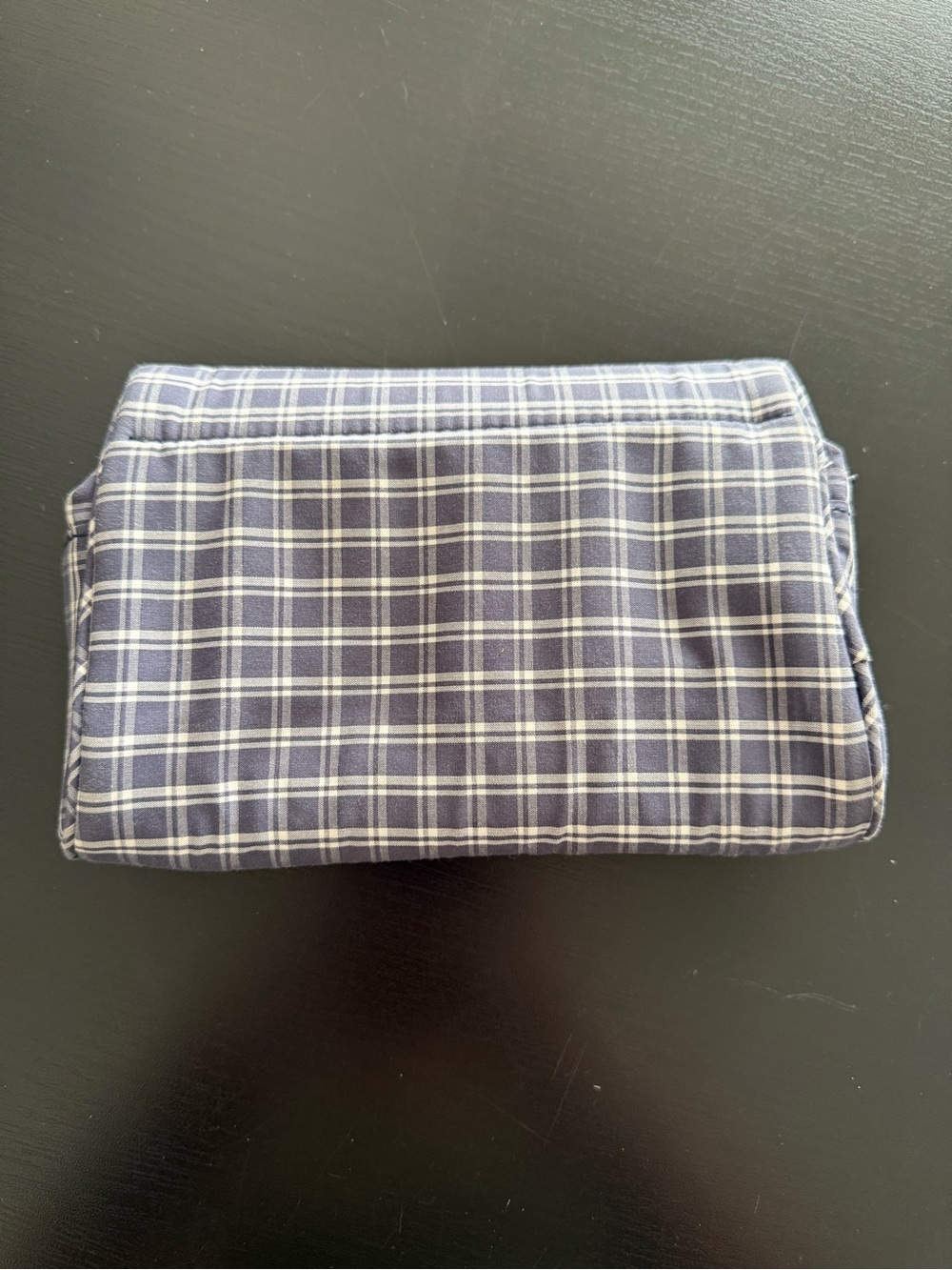 Brandy Melville white and blue plaid cotton wallet/makeup bag with mirror. - Picture 5 of 5